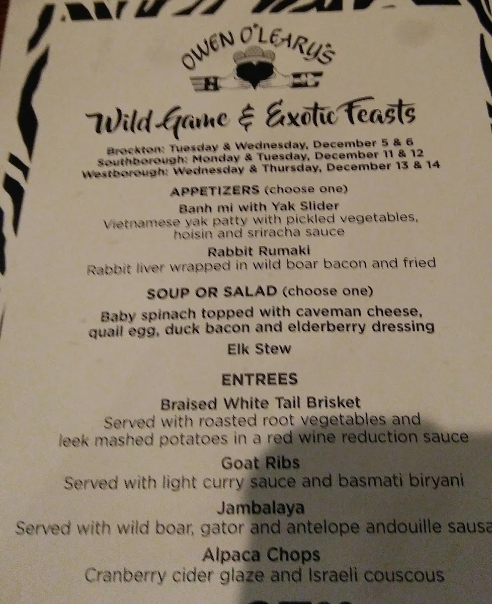 Owen O'Leary's Menu - Image 4